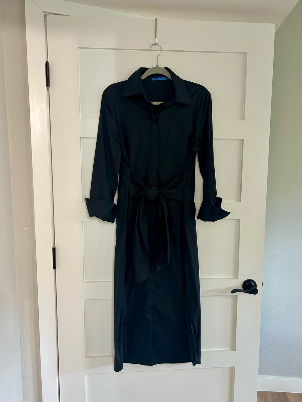 J. McLaughlin Black Long Sleeve Tie-Waist Shirt Dress - Picture 2 of 4